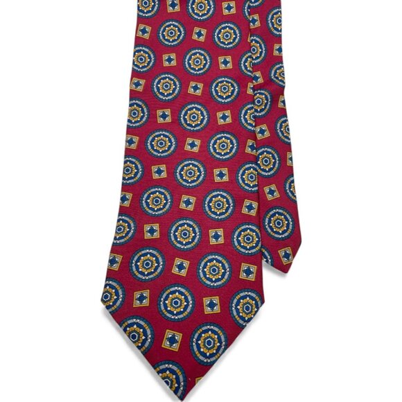 Hathaway Silk Tie Geometric Red Paisley - Picture 1 of 6